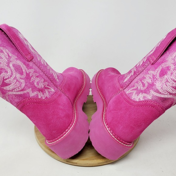 Ariat Fatbaby Boots Womens 8 Pink Suede Metallic Cowboy Western Shoes - Picture 11 of 14
